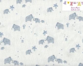 11,67 EUR/qm Jersey Familie Elefant Elefantenbaby grau auf creme