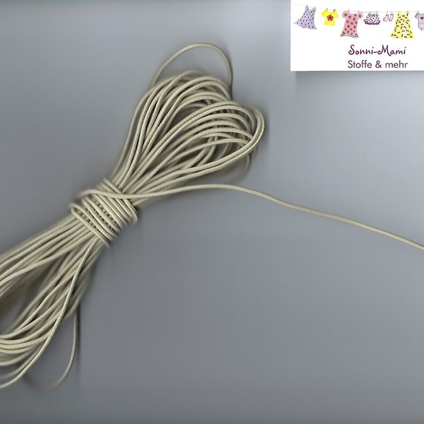 10 Meter Hutgummi Rundgummi (0,50 EUR/m) 2 mm Durchmesser beige sand