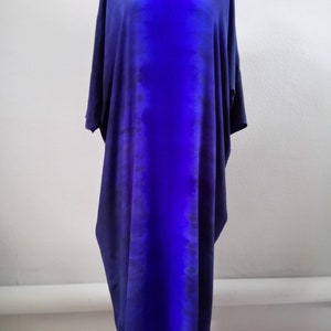 Natural maxi silk dress Navy blue ultramarine dress Hand-made dress Hand painted gown V-line dress Plus size dress Wedding gown Art to wear image 1
