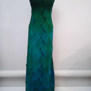 Silk patchwork dress Hand-painted silk gown Bridesmaid dress for the bride Intensly green silk dress Fitted silk dress Natural silk dress