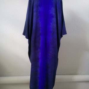 Natural maxi silk dress Navy blue ultramarine dress Hand-made dress Hand painted gown V-line dress Plus size dress Wedding gown Art to wear image 5