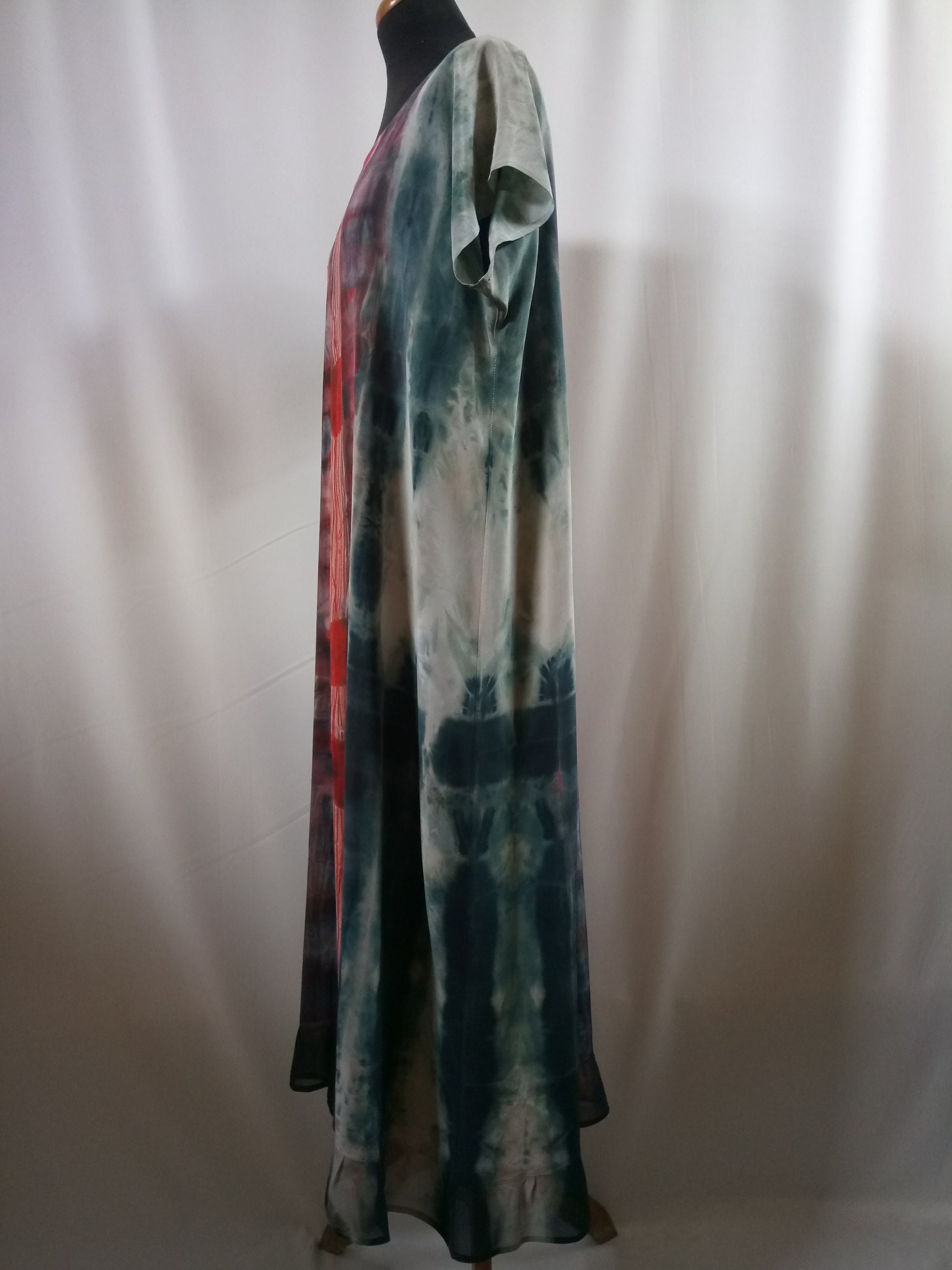 Pure Silk Dress Hand Made Dress Tie-dye Silk Gown Hand Painted - Etsy