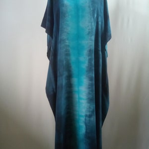 Turquoise gray black silk kaftan Hand dyed silk dress Hand painted maxi kaftan Long silk kaftan dress Loose silk gown Over size silk kaftan