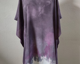 Hand-painted silk dress.Hand-dyed tunic.Dark pink silk kaftan.Short silk dress.Long silk blouse.Over-size silk tunic.Art to wear.Unique gown