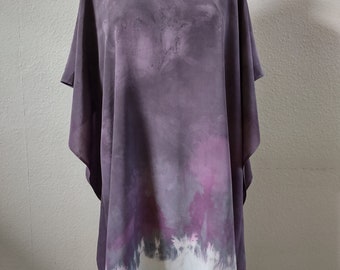 Robe en soie peinte à la main. Tunique teinte à la main. Caftan en soie rose foncé. Robe courte en soie. Chemisier long en soie. Tunique en soie surdimensionnée. Art à porter. Robe unique