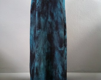 Blue and black 100%silk dress. Hand dyed dress. Hand painted gown. Long silk robe. Maxi dress. Oversize dress. Artist gown in silk. Shibori