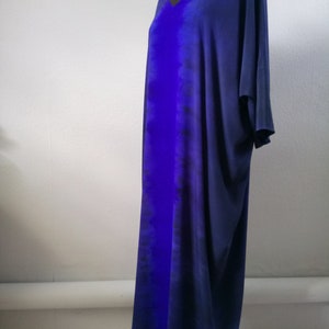 Natural maxi silk dress Navy blue ultramarine dress Hand-made dress Hand painted gown V-line dress Plus size dress Wedding gown Art to wear image 2