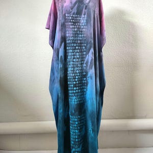 Pink,violet and blue silk caftan.Hand painted caftan.Hand dyed silk dress.Maxi silk kaftan.Long silk tunic.Over size dress.Unique silk dress