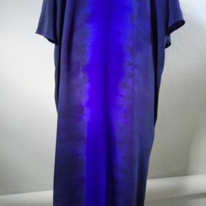 Natural maxi silk dress Navy blue ultramarine dress Hand-made dress Hand painted gown V-line dress Plus size dress Wedding gown Art to wear image 8
