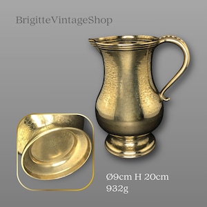 Brass Cast Jug Handled Pitcher Baluster Shape Vase Art Nouveau Vintage Home Decor Collector's Gift Brass Wedding more about the item…