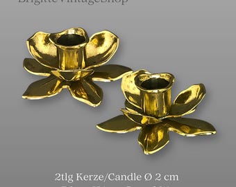 Bougeoirs en laiton, lot de 2, style Art nouveau, forme florale, arts de la table, décoration intérieure, vintage, cadeau de collection, mariage en laiton, en savoir plus sur l'article…