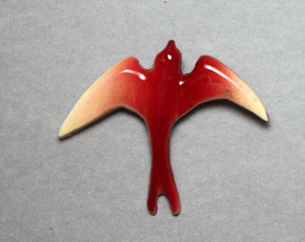 Broche hirondelle vintage des années 1980, aérographe en plastique peint en rouge et marron, 50 x 60 mm, 4g