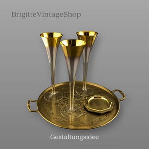#BrigitteVintageShop Messing Henkeltablett Ø38cm Gilde Handwerk Florale Gravur Serviertablett Orientstil Antik Design Geschenk Messinghochzeit