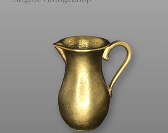 Massief messing kan met handvat, klein, minimalistisch ontwerp, brutalistische stijl, woon-/tafelgerei, vintage verzamelobject, cadeau, messing huwelijksjubileum. Meer over het artikel…