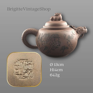 Teekanne Yixing Zisha Tonware Drachensymbolmotiv Künstler Marke Original Handwerkskunst Vintage Sammelstück Geschenk mehr zum Artikel…
