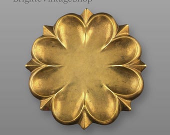 Bougeoir/assiette décorative en laiton ø12,5 cm, finition polie mate, motif fleur de grenade, cadeau vintage Gilde Werkstatt, mariage en laiton, plus d'informations sur l'article…
