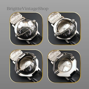 #BrigitteVintagShop HI-TEK Kompass Armbanduhr Kuppeldeckel klappbar Alexander Design London Post Modern Unisex