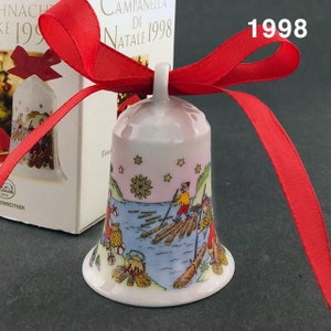 Hutschenreuther Christmas porcelain bell 1998 “Flößerlandschaft” Ole Winther limited collector&#39;s edition Christmas decoration, &gt; article...
