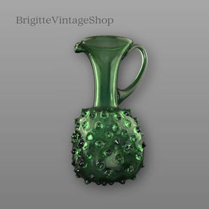 Murano glass jug Verde burled vase mouth-blown Pontil mark artist glass hobnail style vintage  50/60s crystal glass  more to the article...