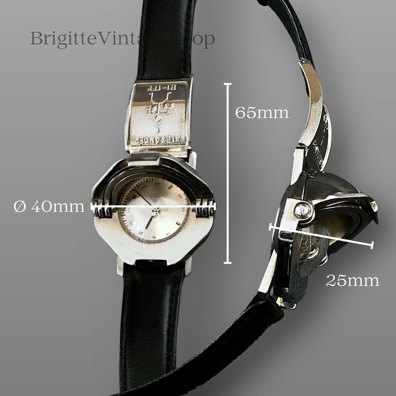 #BrigitteVintagShop HI-TEK Kompass Armbanduhr Kuppeldeckel klappbar Alexander Design London Post Modern Unisex
