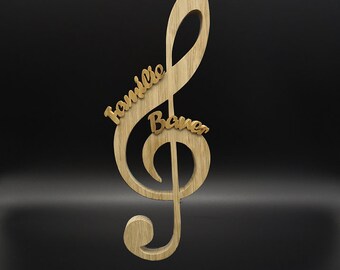 Violin clef with solid oak lettering