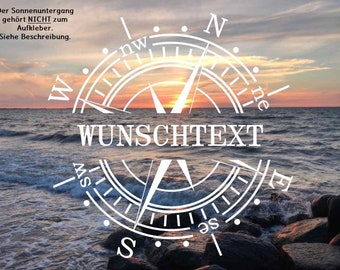 Aufkleber Wunschtext Windrose Kompass für Wohnwagen, Wohnmobil und Auto 15cm - 30cm