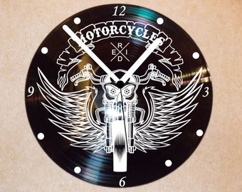 Schallplatten Uhr , Wanduhr Motorrad Motorcycles