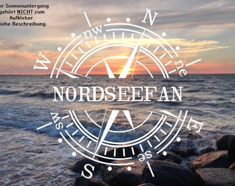 Aufkleber Windrose Kompass Nordseefan für Wohnwagen, Wohnmobil und Auto 15cm - 30cm