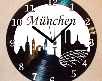 Schallplatten Uhr , Wanduhr Stadt München