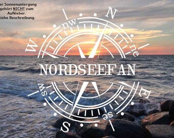 Aufkleber Windrose Kompass Nordseefan für Wohnwagen, Wohnmobil und Auto 40cm - 120cm