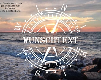 Aufkleber Wunschtext Windrose Kompass für Wohnwagen, Wohnmobil und Auto 40cm - 120cm