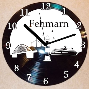Schallplatten Uhr , Wanduhr Stadt Fehmarn