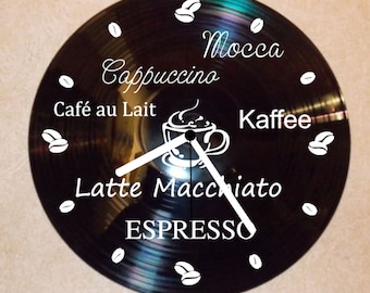 Schallplatten Uhr , Wanduhr Mocca und Co