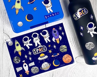 Dishwasher-safe space stickers - Space stickers for bottles, lunchboxes and more