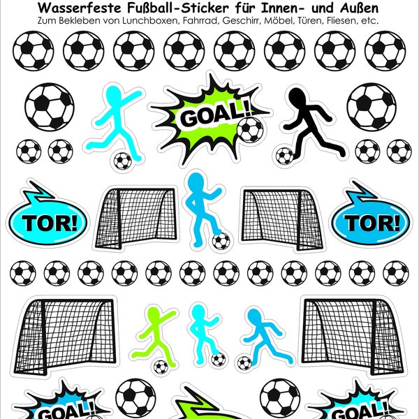 Aufkleber wasserfest Fußball, Sticker, Fußball Aufkleber, wasserfeste Sticker, Fußball, spülmaschinenfest, Brotdose, Fliesen, Türen