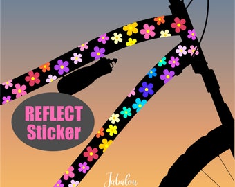 Reflective bicycle stickers, flowers, stickers for bicycles, bicycle stickers, glow-in-the-dark stickers, stickers
