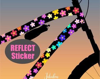 reflektierende Fahrradaufkleber, Blumen, Aufkleber fürs Fahrrad, Fahrradaufkleber, Fahrradsticker, leuchten nachts, Aufkleber, Sticker