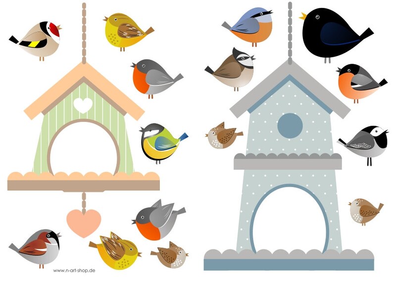 Birds with birdhouse wall stickers, wall stickers, stickers for the children's room, birds wall stickers with birdhouse, Jabalou, wall sticker bird image 2