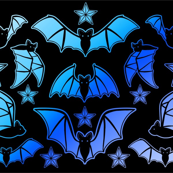 Sticker waterproof bat sticker blue