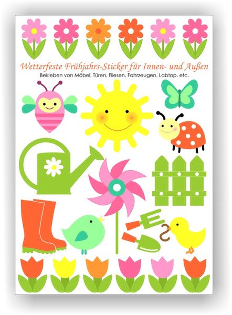 Stickers waterproof garden, stickers, stickers, waterproof stickers, dishwasher safe, lunch box, tiles, doors, furniture, wind turbine, flowers image 1