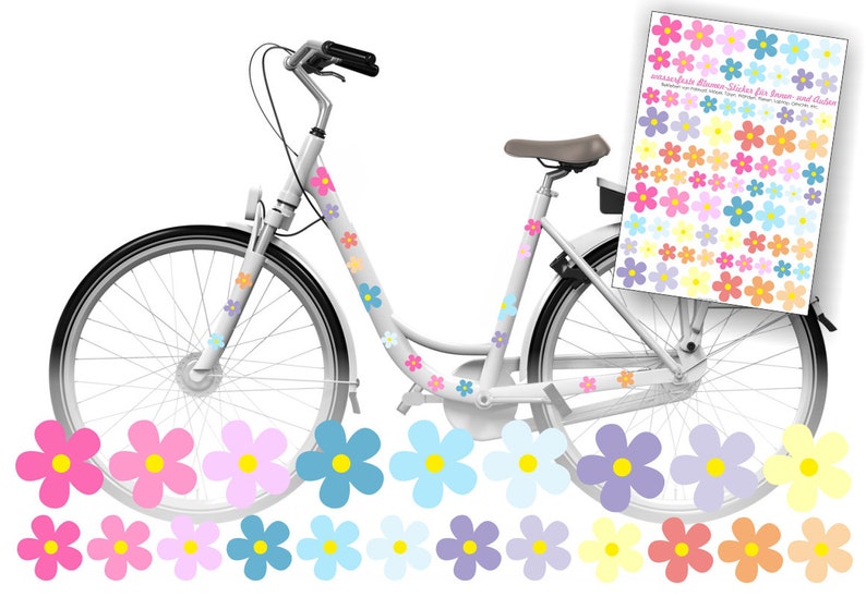 Flowers bicycle stickers, stickers for bicycles, stickers bicycles, bicycle stickers, waterproof stickers, stickers, pastel flowers image 2