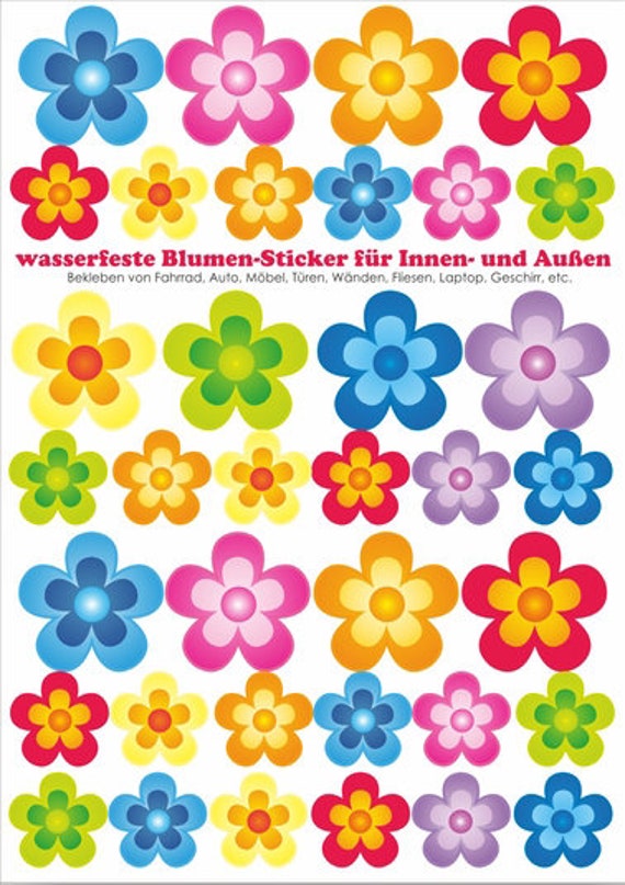 Aufkleber wasserfest Blumen, Sticker, Aufkleber, wasserfeste