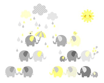 Sticker mural éléphant, sticker mural chambre bébé, éléphant, sticker mural éléphant jaune, sticker mural, sticker mural, sticker mural, chambre d'enfant