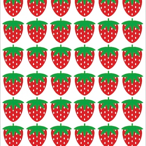 May include: Thirty-six red and green strawberry stickers with white seeds. The stickers are reflective and waterproof. The text "Jabalou" and "reflect folie" are at the top of the image.