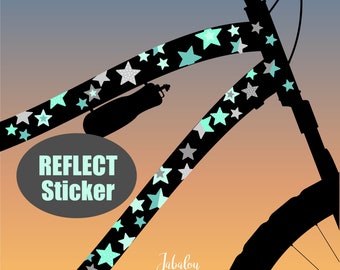 reflektierende Fahrradaufkleber, Mint Sterne, Aufkleber fürs Fahrrad, Fahrradaufkleber, Fahrradsticker, leuchten nachts, Aufkleber, Sticker