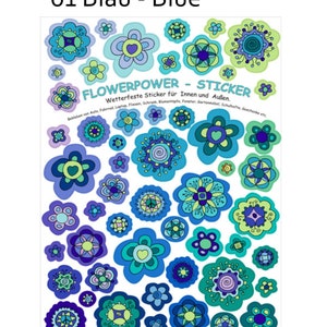 Aufkleber wasserfest Blumen, Sticker, Aufkleber, Blüten, blaue Blumen, wasserfeste Sticker, spülmaschinenfest, Brotdose, Fliesen, Türen Bild 3