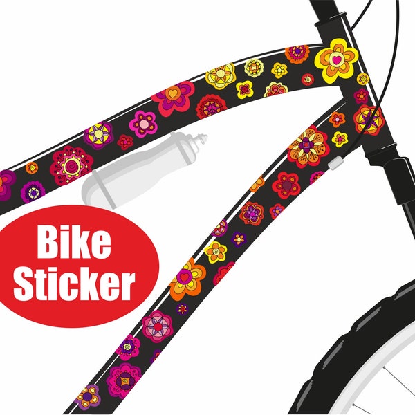 Blumen Fahrradaufkleber, Aufkleber fürs Fahrrad, Sticker Fahrrad, Fahrradsticker, wasserfeste Sticker, Aufkleber,  rote Blüten