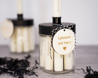 LEHRERIN Kerzen - großes Kerzenglas - Kerzenhalterglas personalisiert
