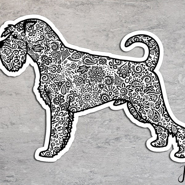 Schnauzer Aufkleber, Hunderasse Sticker Auto, Autoaufkleber, wasserfester Sticker Hund, Schnauzer Autoaufkleber, Autosticker, Zentangle