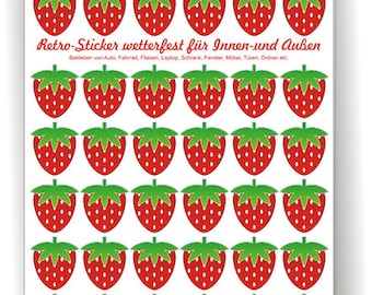 Aufkleber wasserfest Erdbeeren, Sticker, Aufkleber, Erdbeeren, wasserfeste Sticker, spülmaschinenfest, Brotdose, Fliesen, Türen, Möbel